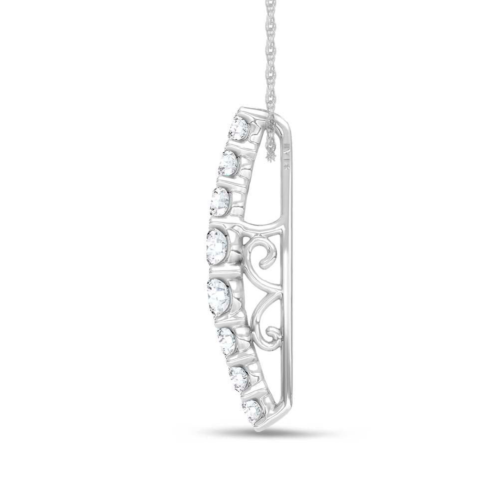 14K White Gold 4 Ct.Tw. Round and Baguette Lab Grown Diamond  Fashion Pendant