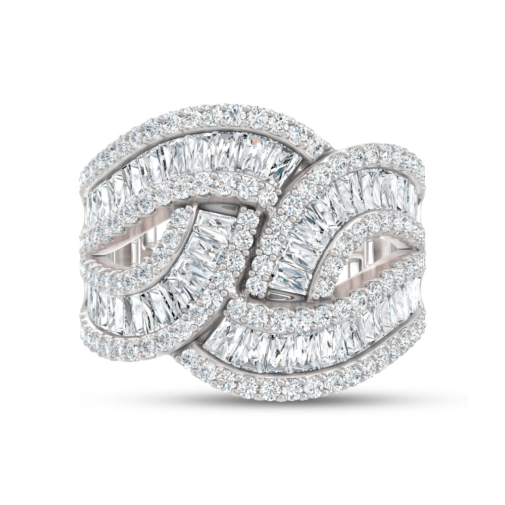 14K White Gold Lab Grown Diamond 2 3/8 Ct.Tw. Round and Tapper Fashion Ring