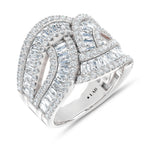 14K White Gold Lab Grown Diamond 2 3/8 Ct.Tw. Round and Tapper Fashion Ring