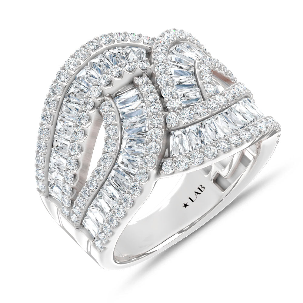 14K White Gold Lab Grown Diamond 2 3/8 Ct.Tw. Round and Tapper Fashion Ring