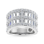14K White Gold 3 Ct.Tw. Lab Grown Diamond Round and Baguette Cut Fashion Ring