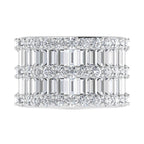 14K White Gold 3 Ct.Tw. Lab Grown Diamond Round and Baguette Cut Fashion Ring