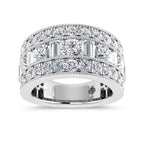 14K White Gold 3 1/8 Ct.Tw. Lab Grown Diamond Round and Baguette Fashion Band