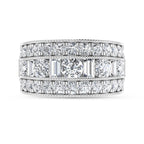 14K White Gold 3 1/8 Ct.Tw. Lab Grown Diamond Round and Baguette Fashion Band