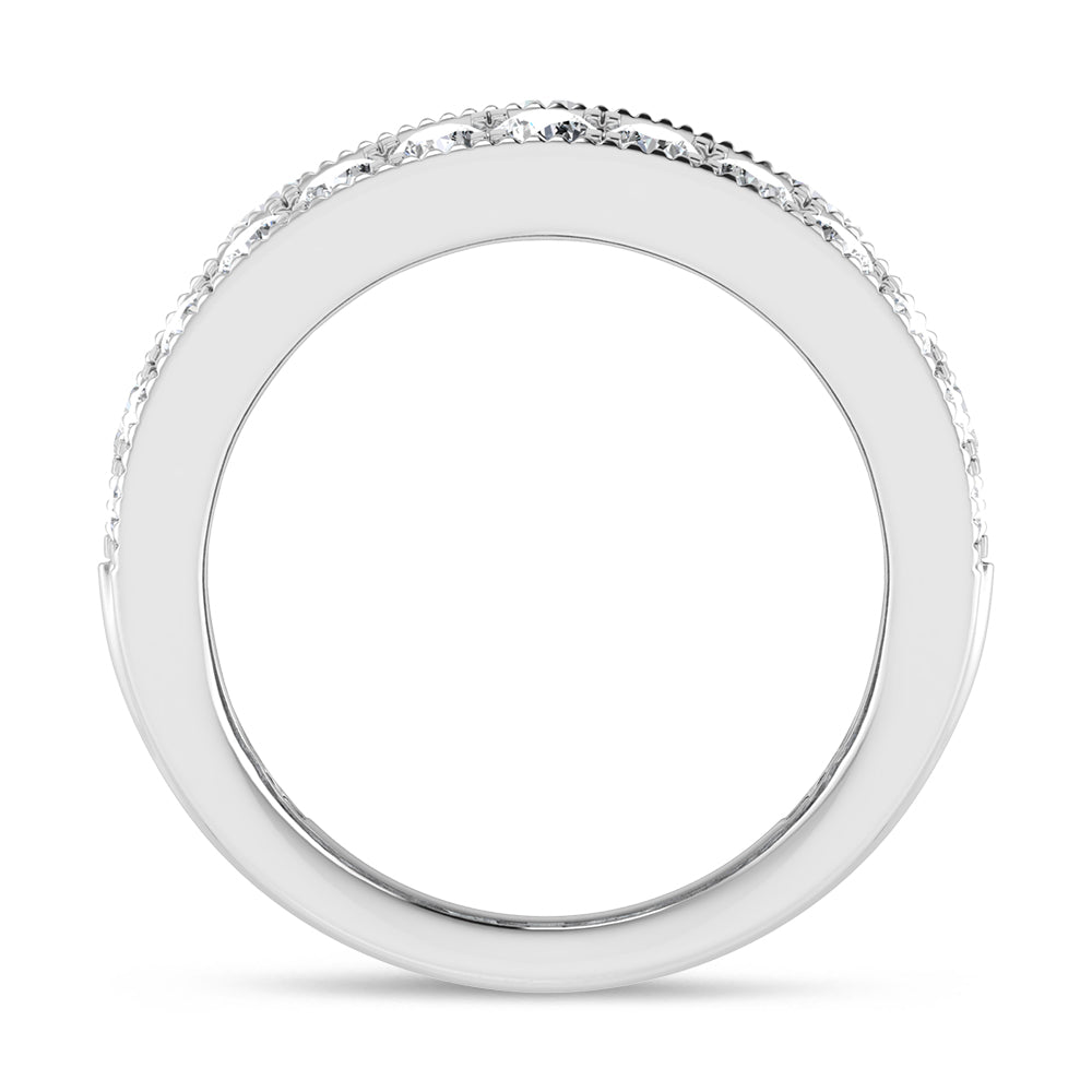 14K White Gold 3 1/8 Ct.Tw. Lab Grown Diamond Round and Baguette Fashion Band