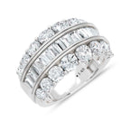 14K White Gold Lab Grown Diamond 3 3/4 Ct.Tw. Round amd Baguette Fashion Ring