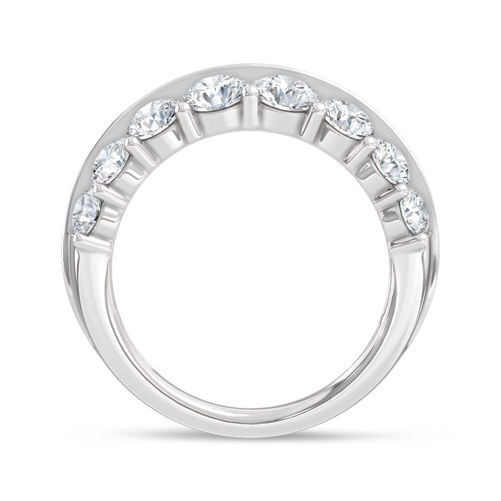 14K White Gold Lab Grown Diamond 3 3/4 Ct.Tw. Round amd Baguette Fashion Ring
