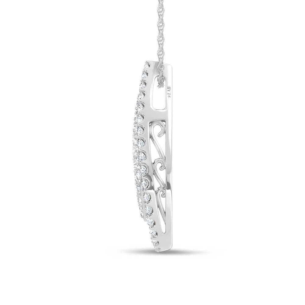 14K White Gold Lab Grown Diamond 3 Ct.Tw. Fashion Pendant