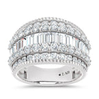 14K White Gold Lab Grown Diamond 2 1/2 Ct.Tw. Round and Baugette Fashion Ring