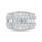 14K White Gold Lab Grown Diamond 2 1/2 Ct.Tw. Round and Baugette Fashion Ring