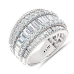 14K White Gold Lab Grown Diamond 2 1/2 Ct.Tw. Round and Baugette Fashion Ring