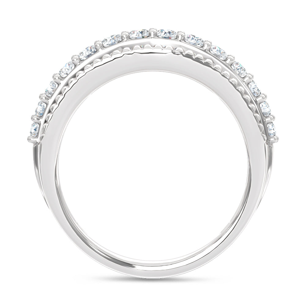 14K White Gold Lab Grown Diamond 2 1/2 Ct.Tw. Round and Baugette Fashion Ring