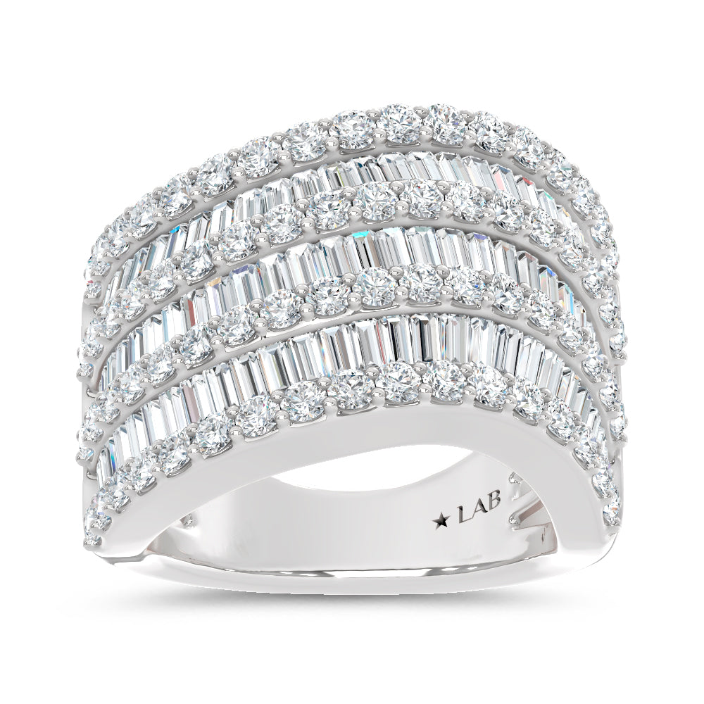 14K White Gold Lab Grown Diamond 2 1/2 Ct.Tw. Round and Tapper Fashion Ring