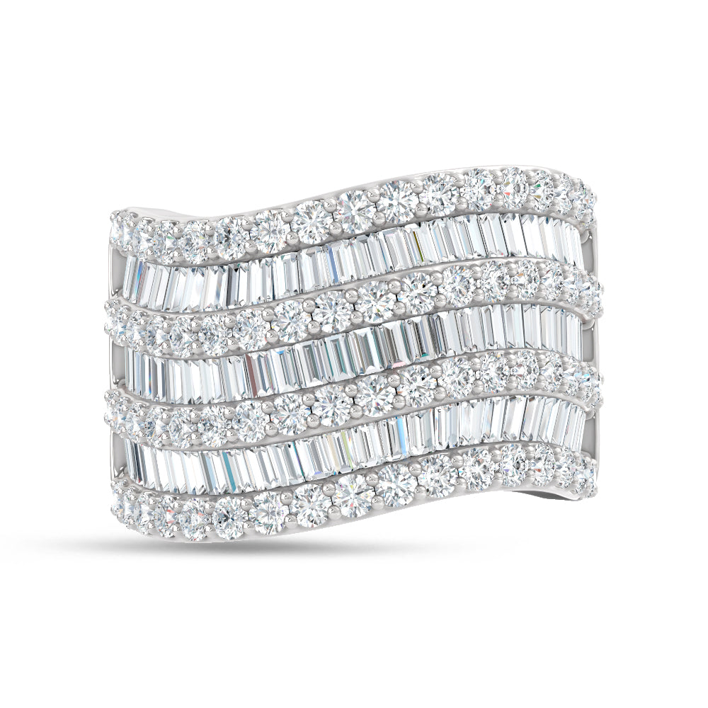 14K White Gold Lab Grown Diamond 2 1/2 Ct.Tw. Round and Tapper Fashion Ring