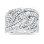 14K White Gold Lab Grown Diamond 2 1/4 Ct.Tw. Round and Tapper Fashion Ring