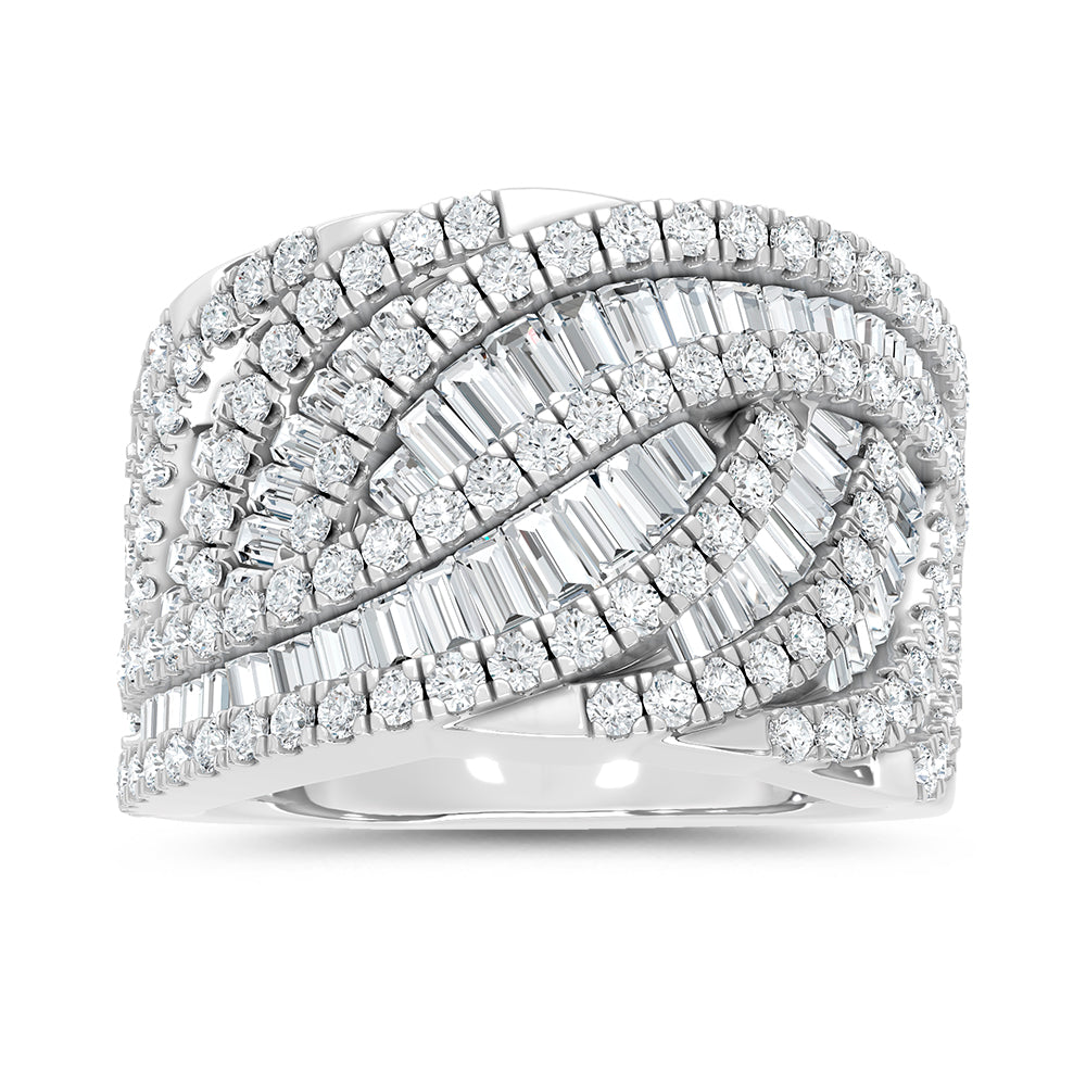 14K White Gold Lab Grown Diamond 2 1/4 Ct.Tw. Round and Tapper Fashion Ring