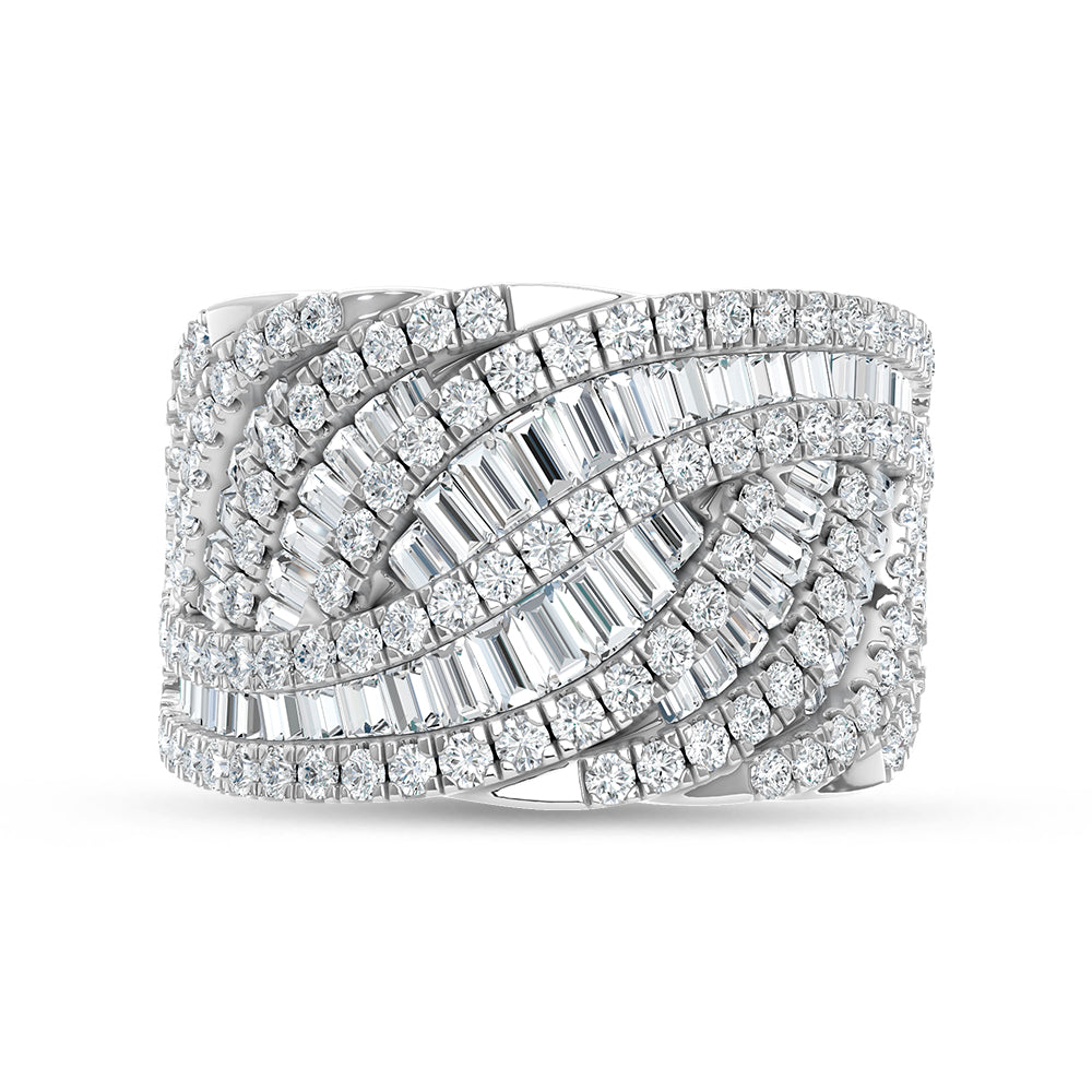 14K White Gold Lab Grown Diamond 2 1/4 Ct.Tw. Round and Tapper Fashion Ring