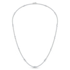 14K White Gold Lab Grown Diamond 7 1/2 Ct.Tw. Round and Oval Emerald Fashion Necklace