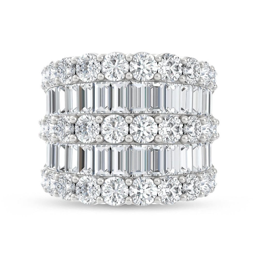 14K White Gold Lab Grown Diamond  4 Ct.Tw. Round and Baguette Fashion Ring