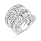 14K White Gold Lab Grown Diamond  4 Ct.Tw. Round and Baguette Fashion Ring