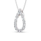14K White Gold Lab Grown Diamond Round and Tapper 2 Ct.Tw. Pear Shape Necklace