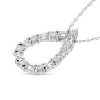 14K White Gold Lab Grown Diamond Round and Tapper 2 Ct.Tw. Pear Shape Necklace