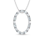 14K White Gold Lab Grown Diamond Round and Tapper 2 Ct.Tw. Oval Shape Necklace