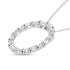14K White Gold Lab Grown Diamond Round and Tapper 2 Ct.Tw. Oval Shape Necklace