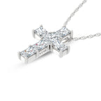 14K White Gold Lab Grown Diamond 1 Ct.Tw. Cross Pendant