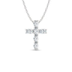 14K White Gold Lab Grown Oval Shape Diamond 1 Ct.Tw. Cross Pendant