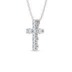 14K White Gold Lab Grown Oval Shape Diamond 1 Ct.Tw. Cross Pendant
