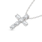 14K White Gold Lab Grown Oval Shape Diamond 1 Ct.Tw. Cross Pendant
