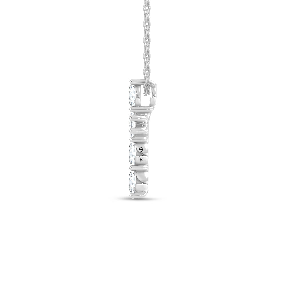14K White Gold Lab Grown Oval Shape Diamond 1 Ct.Tw. Cross Pendant