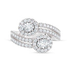 14K White Gold Lab Grown Diamond Round and Oval 1 1/2 Ct.Tw. Fashion Ring