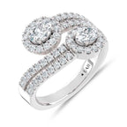 14K White Gold Lab Grown Diamond Round and Oval 1 1/2 Ct.Tw. Fashion Ring