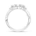 14K White Gold Lab Grown Diamond Round and Oval 1 1/2 Ct.Tw. Fashion Ring