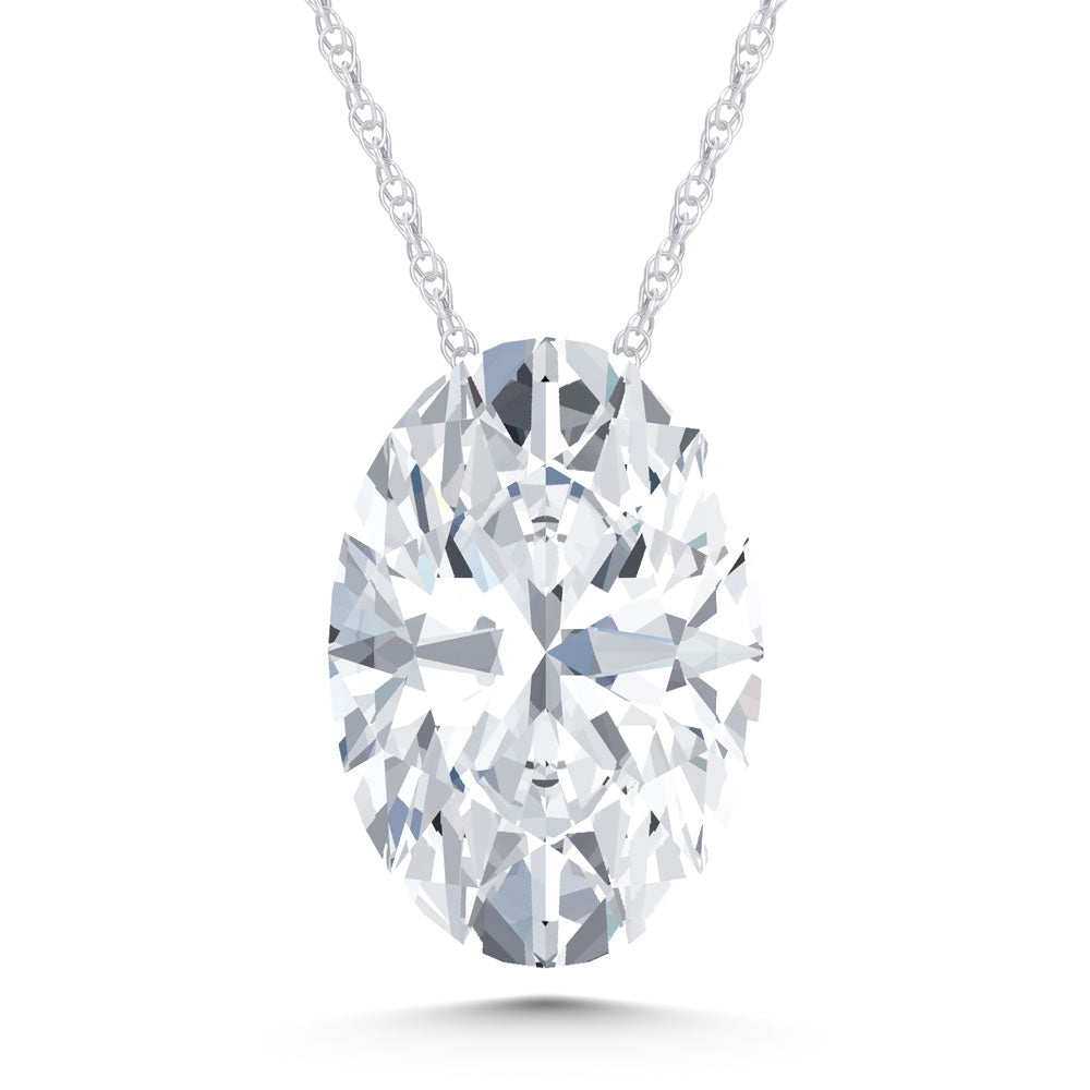 14K White Gold Lab Grown Diamond 1 Ct.Tw. Oval Shape Slider Pendant