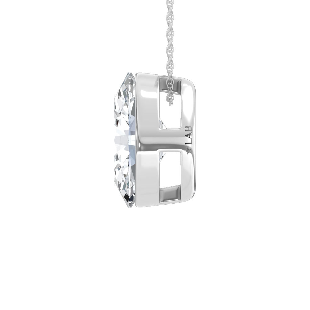 14K White Gold Lab Grown Diamond 1 Ct.Tw. Oval Shape Slider Pendant