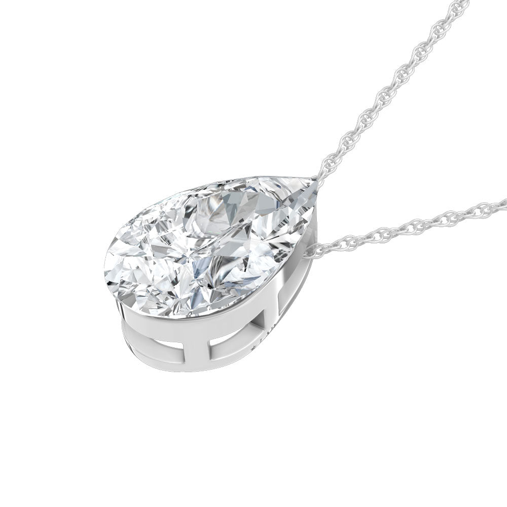 14K White Gold Lab Grown Diamond 1 Ct.Tw. Pear Shape Slider Pendant