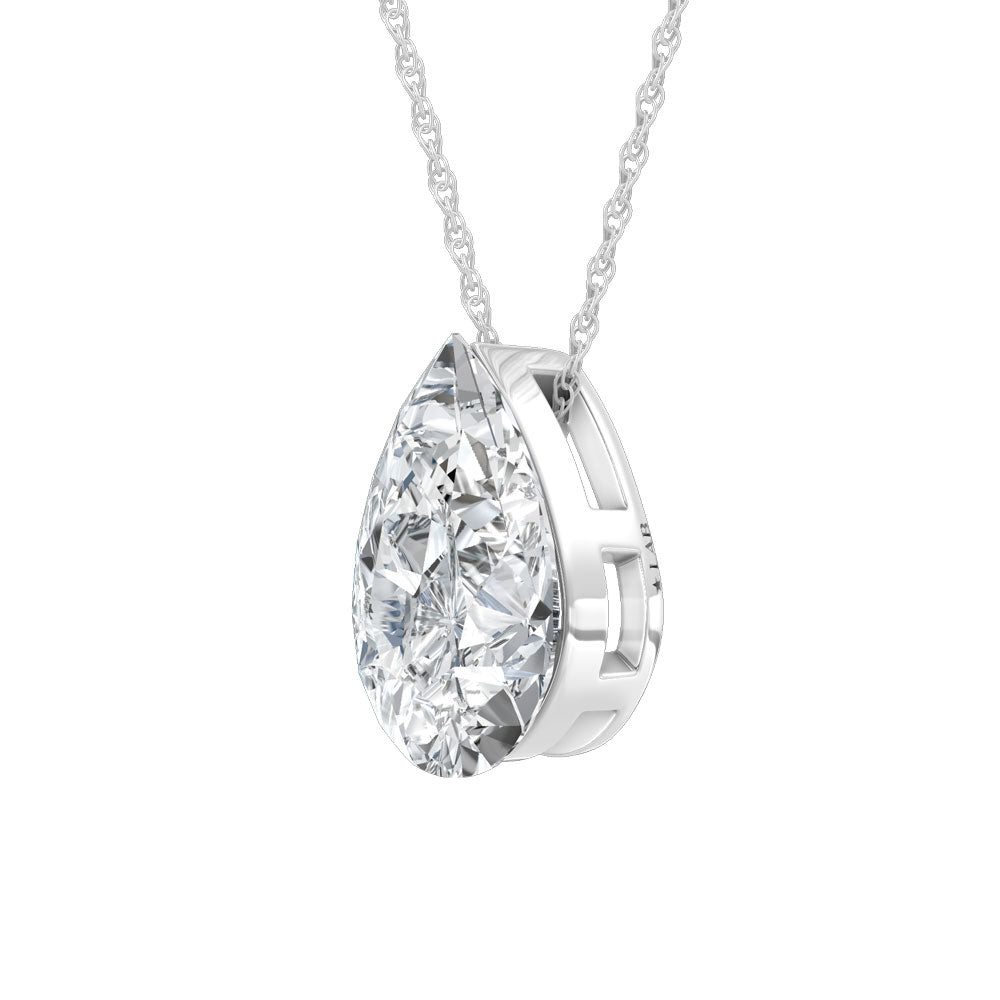 14K White Gold Lab Grown Diamond 1 Ct.Tw. Pear Shape Slider Pendant