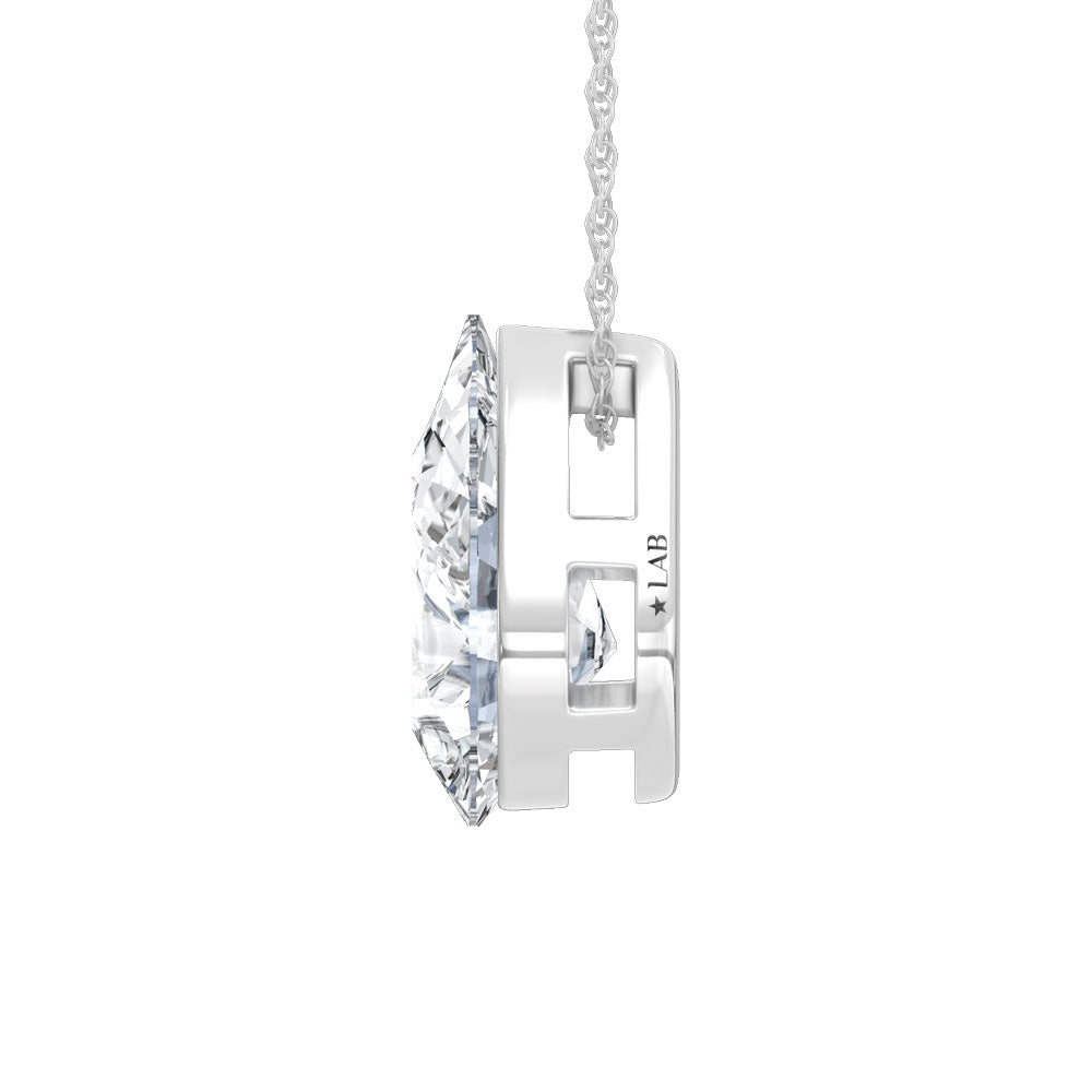 14K White Gold Lab Grown Diamond 1 Ct.Tw. Pear Shape Slider Pendant