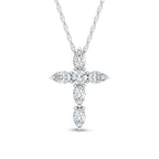 14K White Gold Lab Grown Diamond  1 Ct.Tw. Cross Pendant