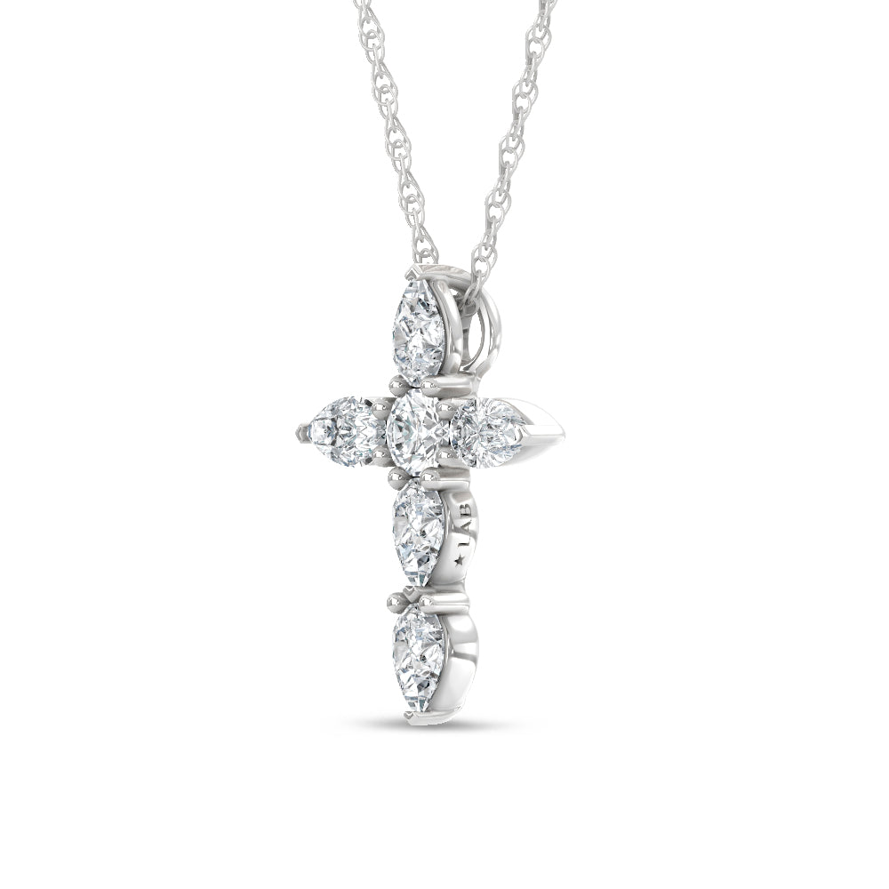 14K White Gold Lab Grown Diamond  1 Ct.Tw. Cross Pendant