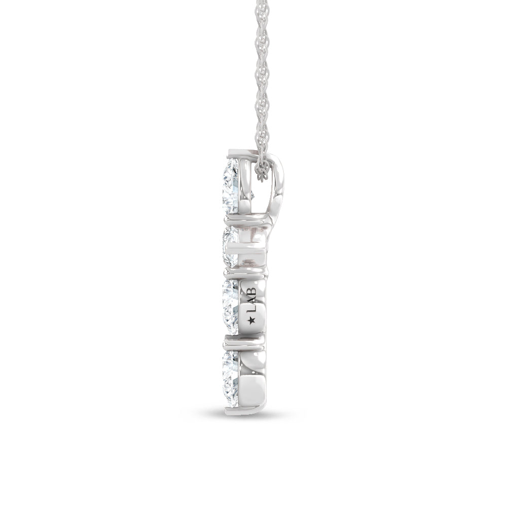 14K White Gold Lab Grown Diamond  1 Ct.Tw. Cross Pendant