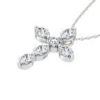 14K White Gold Lab Grown Diamond 1 Ct.Tw. Round and Oval Cross Pendant
