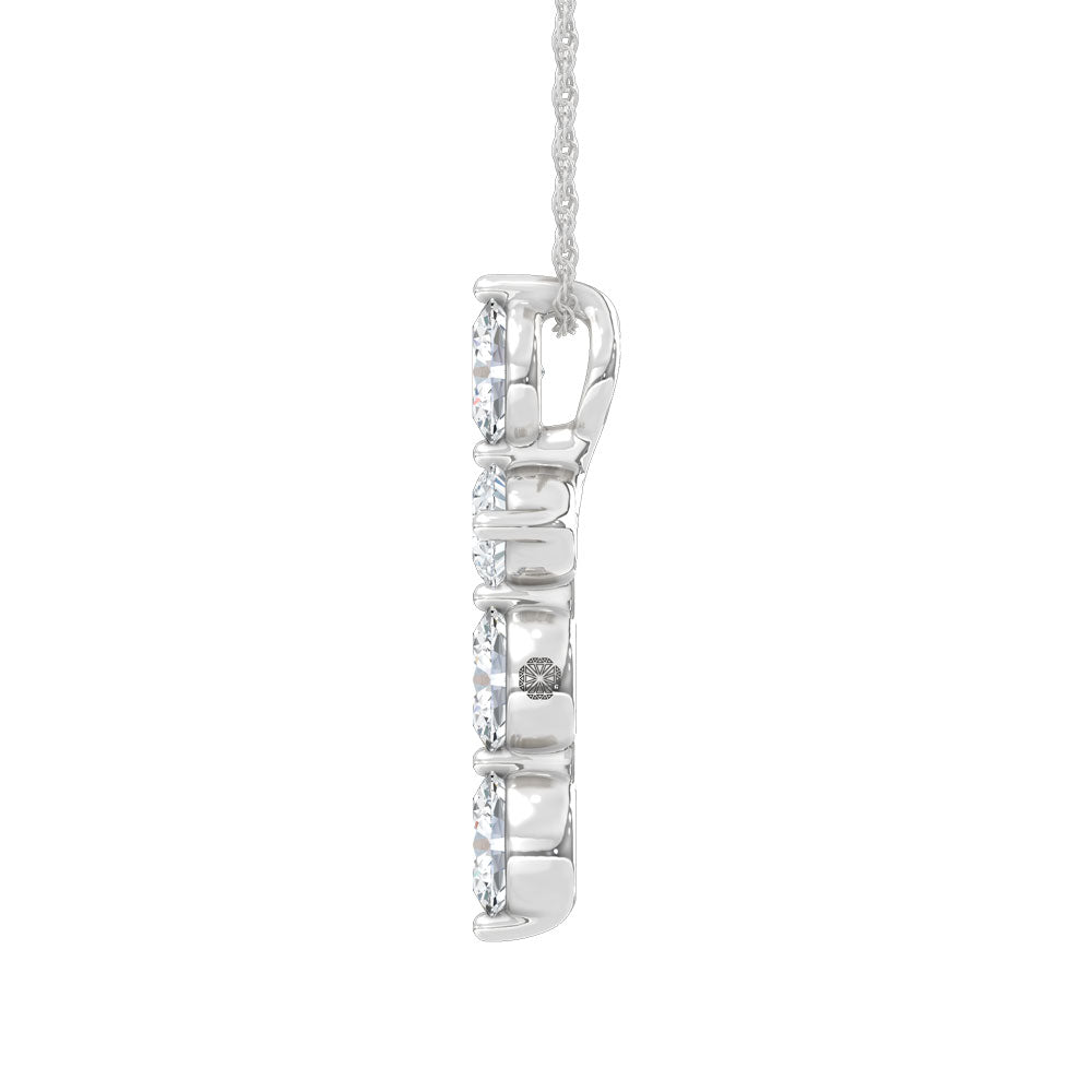 14K White Gold Lab Grown Diamond 1 Ct.Tw. Round and Oval Cross Pendant
