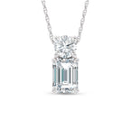 14K White Gold Lab Grown Diamond 1 Ct.Tw. Round and Emerald Fashion Pendant