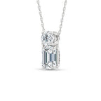 14K White Gold Lab Grown Diamond 1 Ct.Tw. Round and Emerald Fashion Pendant