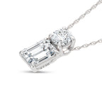 14K White Gold Lab Grown Diamond 1 Ct.Tw. Round and Emerald Fashion Pendant