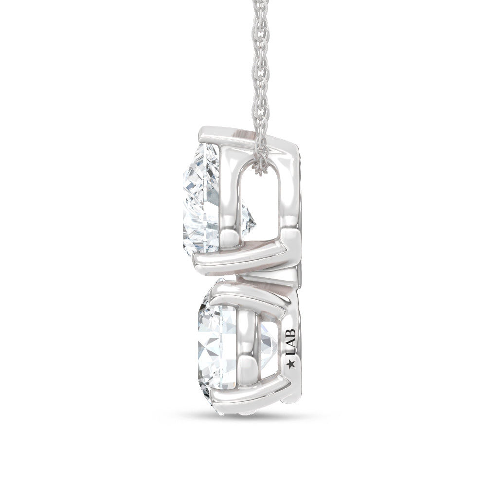 14K White Gold Lab Grown Diamond 1 Ct.Tw. Round and Pear Fashion Pendant